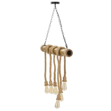 LAMPA WISZĄCA Z BAMBUSU I SZNURA 80X15X120 cm